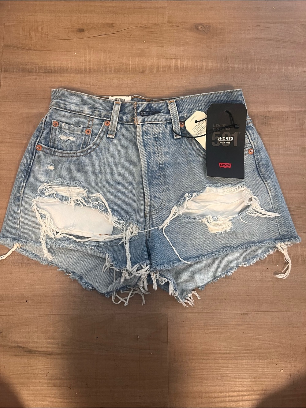 Levi's Light Blue Distressed Denim Cutoff Shorts